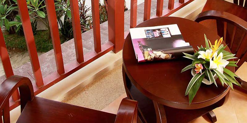Balcony table with flowers